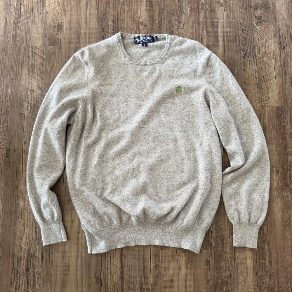 VILEBREQUIN Sweater Mens SZ Large Cashmere & Cotton Sweater Italy Staple Casual